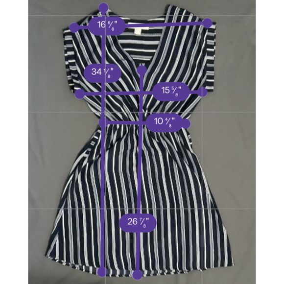 Monteau Los Angeles blue & white striped dress Size Medium - Picture 8 of 8